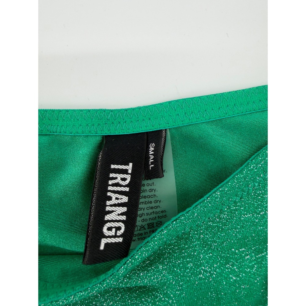 Triangl Womens Emerald Green Sparkle Lurex Triangle Bikini Set Small 2 Piece - Picture 2 of 5